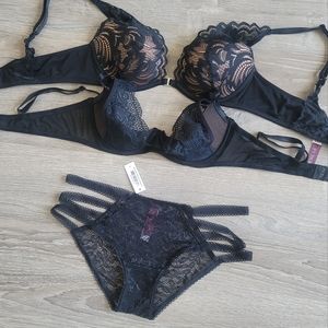 3 Piece Bulk Black Adore Me Bra & Panty Set